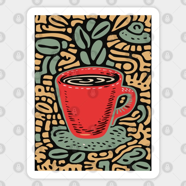 Groovy Coffee Mug | The Abstract Morning Brew Sticker by TuncGK